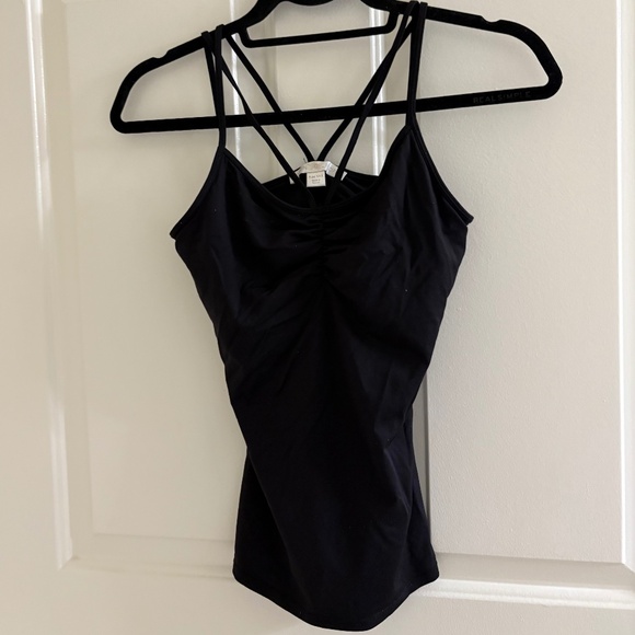 Boston Proper Black Strappy Back Ruched Tank Top | Size XXS - Picture 3 of 3